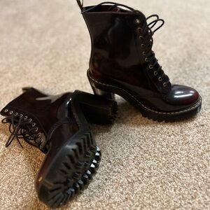 Dr. Martins Women's Cherry Red Lace-Up Ankle Boots with Heel